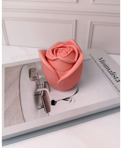 kit Vela Aromática e Bandeja Artesanal – Pote Floral Rosa