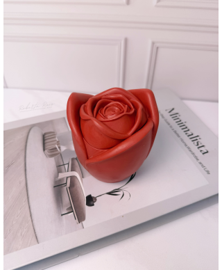 kit Vela Aromática e Bandeja Artesanal – Pote Floral Rosa