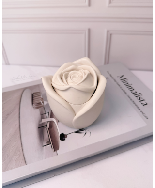 kit Vela Aromática e Bandeja Artesanal – Pote Floral Rosa