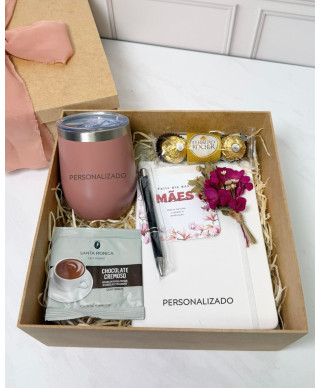 Kit Dia das Mães Caderneta e Copo Térmico Personalizado
