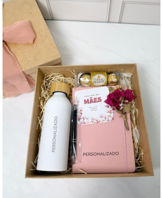 Kit Dia das Mães  Caderneta e Garrafa Personalizada