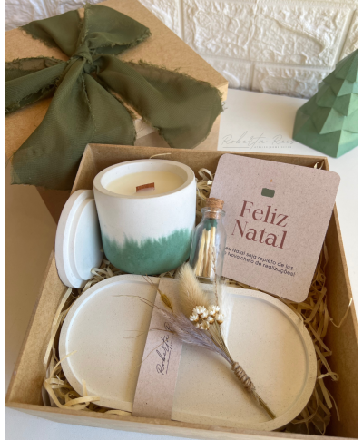 Kit Natal - Bandeja e Vela Aromática Biscoito de Gengibre