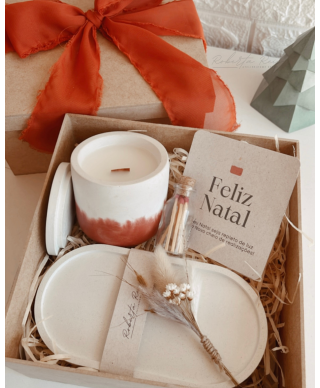 Kit Natal - Bandeja e Vela Aromática Cereja e Avelã
