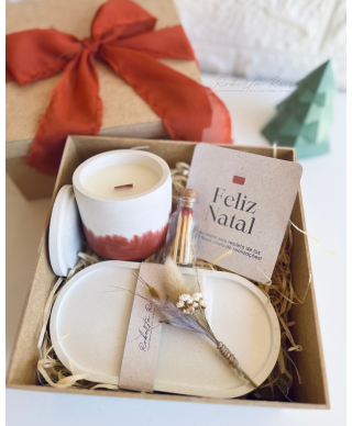 Kit Natal - Bandeja e Vela Aromática Cereja e Avelã