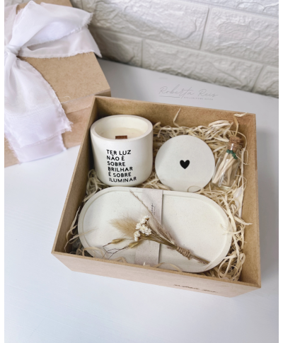 Kit Vela Aromática Frase Iluminar com Bandeja
