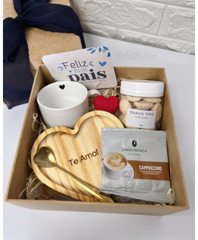 Kit Presente dia dos Pais Xícara com Pires Coração Personalizado