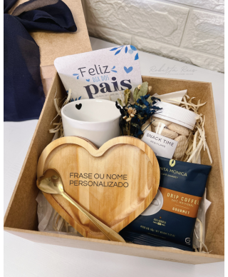 Kit Presente dia dos Pais Xícara com Pires Coração Personalizado