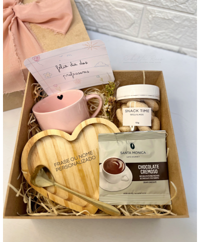 Kit Presente dia dos Professores  Xícara com Pires Coração  Personalizado