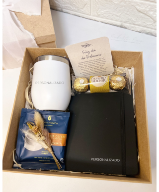 Kit Presente Dia dos Professores Caderneta e Copo Térmico Personalizado
