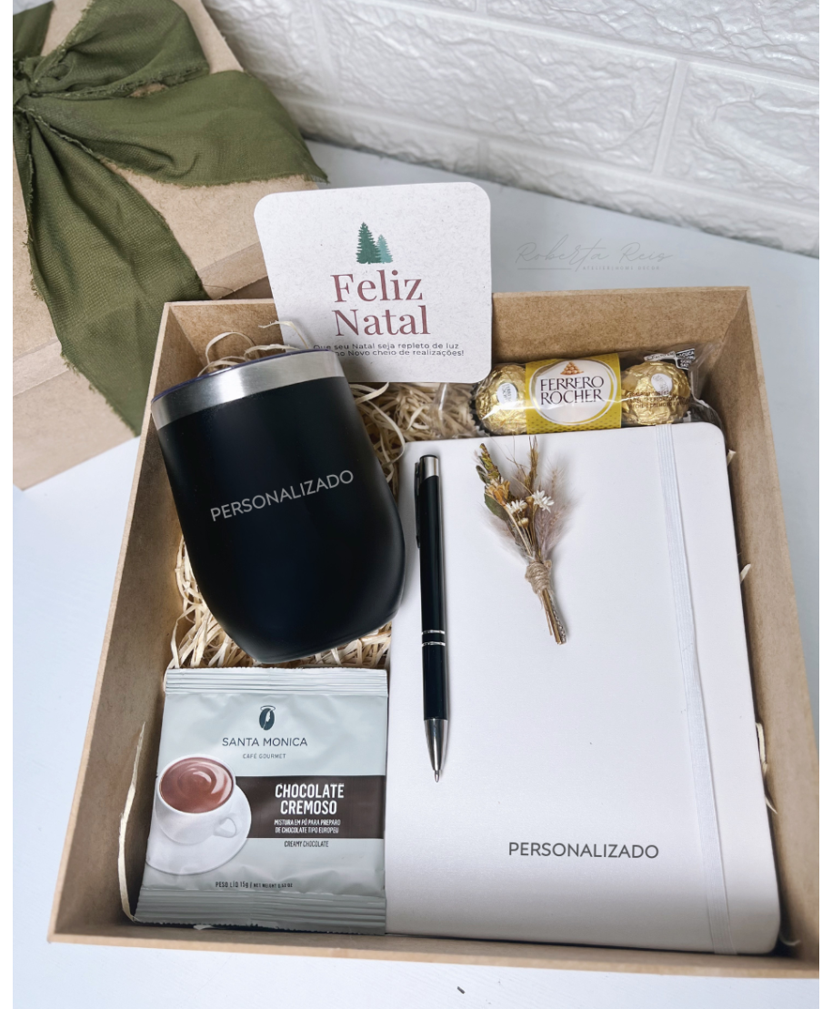 Kit Natal Caderneta e Copo Térmico Personalizado