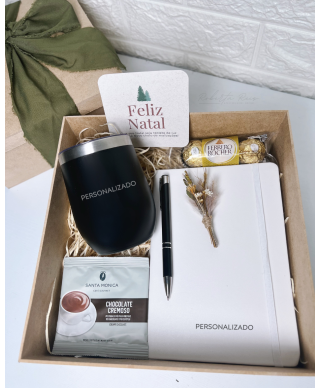 Kit Natal Caderneta e Copo Térmico Personalizado